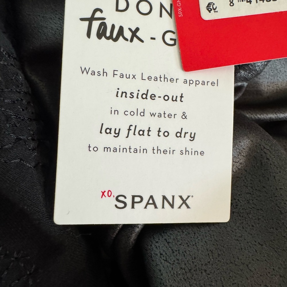 SPANX  Faux Leather Moto Leggings Black Size Large - Picture 9 of 9